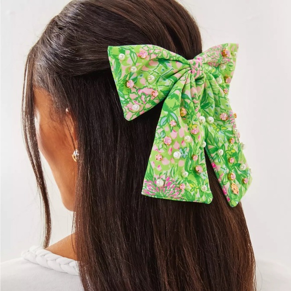 NEW Lilly Pulitzer Large Embellished Bow Barrette - Picture 1 of 5
